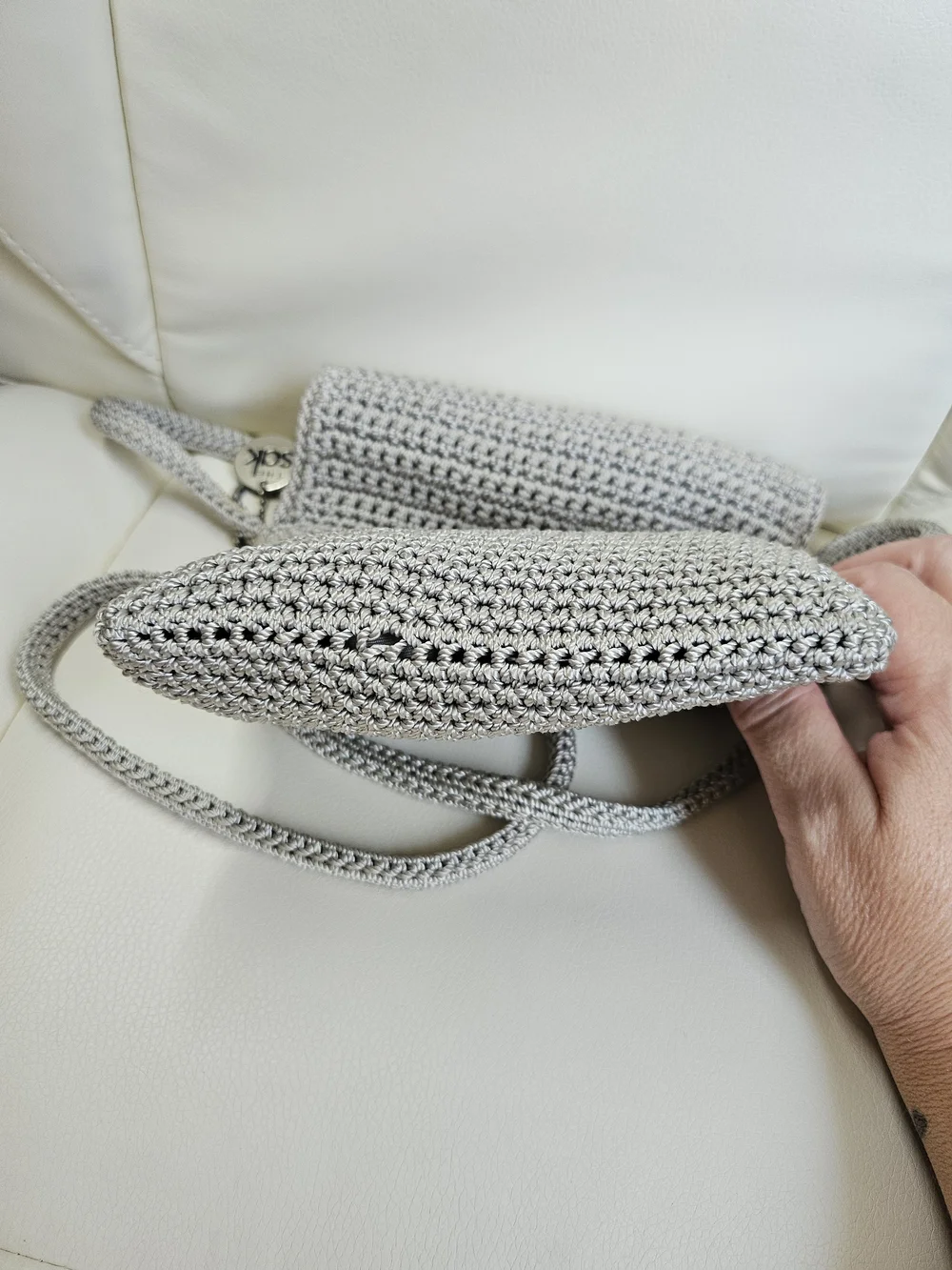 The Sak Light Gray Crochet Crossbody Bag
